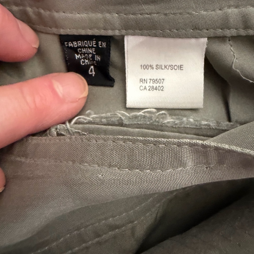 ISDA & Co. 100% Silk Wide Leg Cargo Pants Tie Waist Sage Green Size 4. - Picture 6 of 7